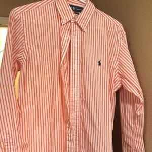 Coral and white shirt